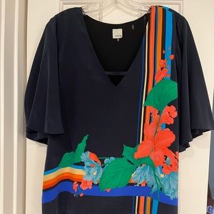 ecru silk colorful top